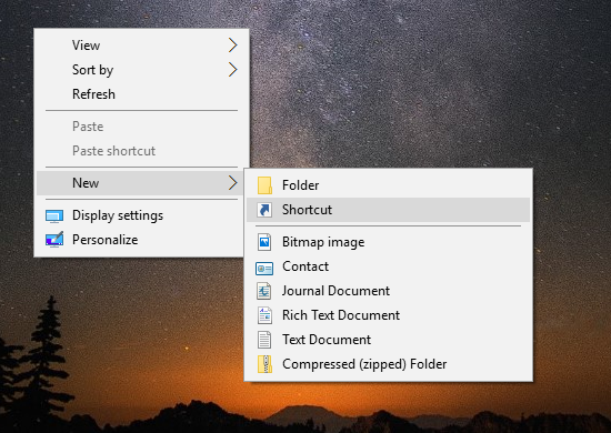 Windows 10 new - shortcut