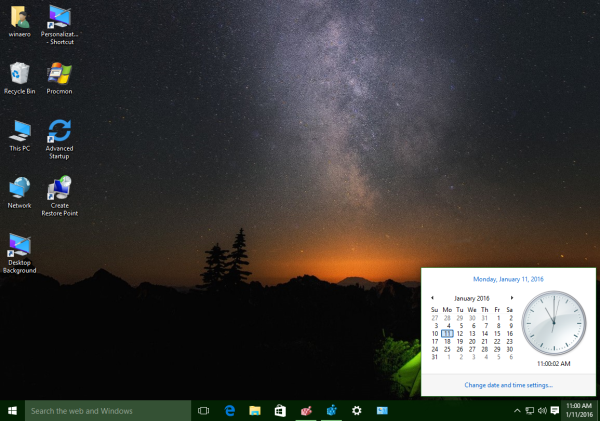 Windows 10 old calendar and date pane