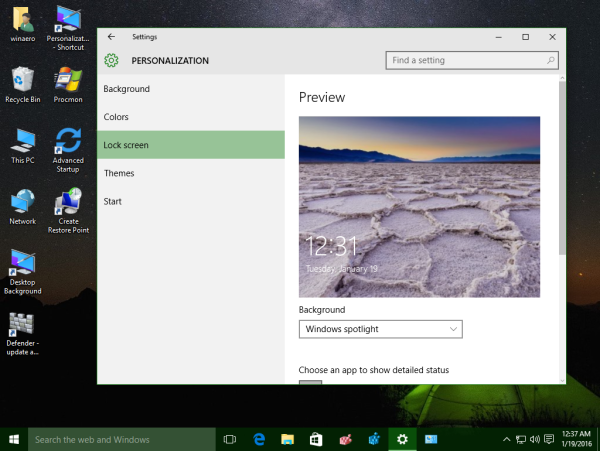 Windows 10 per-user lock screen
