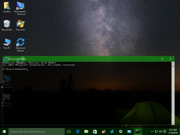 Make command prompt transparent in Windows 10