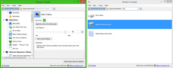 winaero tweaker search in action