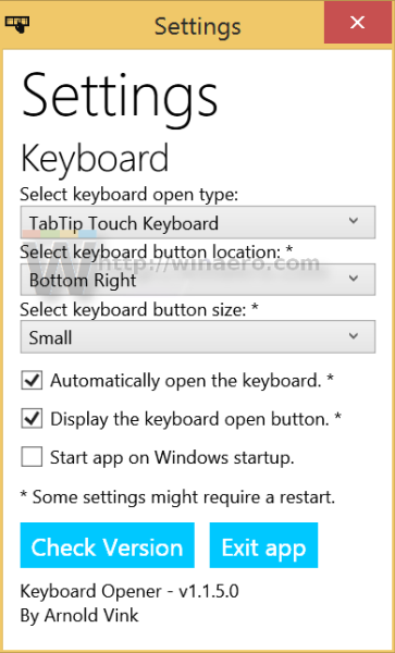 Keyboard Opener Settings