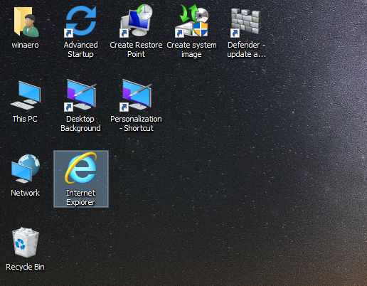 Windows 10 Internet Explorer Desktop icon