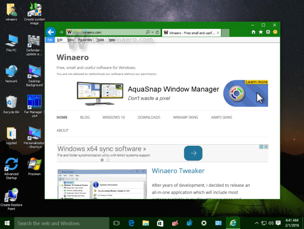 Windows 10 Internet Explorer menu bar