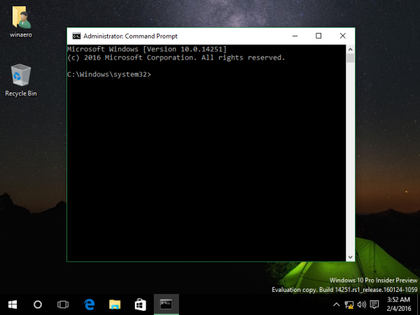 Windows 10 b14251 elevated command prompt