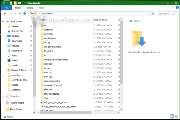 Windows 10 downloads folder