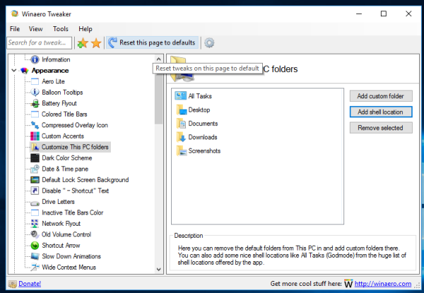 Windows 10 reset this pc folders