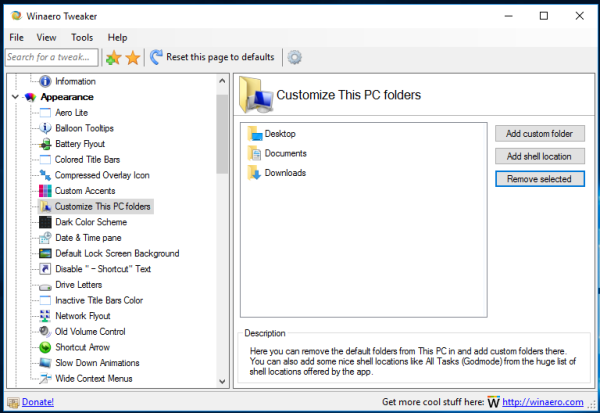 Windows 10 this pc folders removed in tweaker