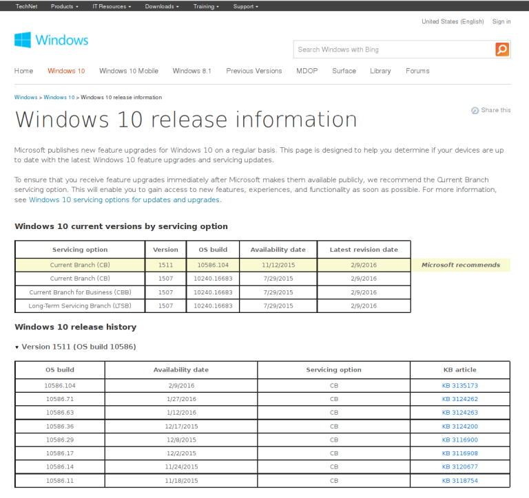 Get official information about Windows 10 updates and releases