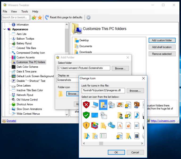 Customize This PC folders with Winaero Tweaker in Windows 10, Windows 8