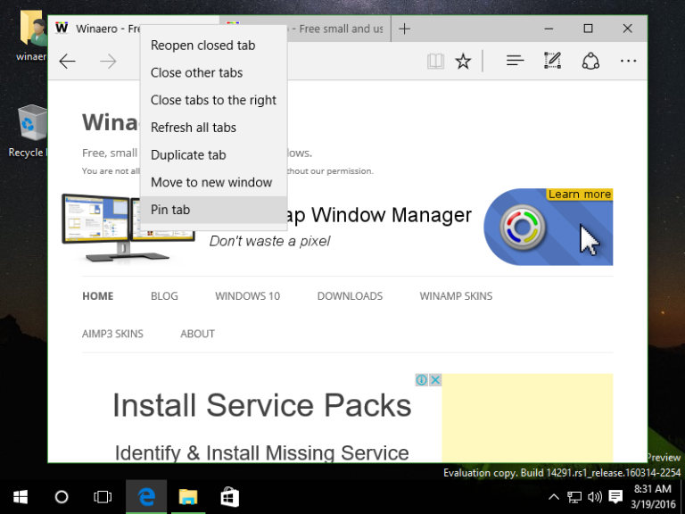 How to pin and unpin tabs in Microsoft Edge