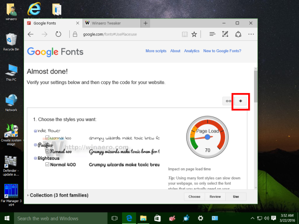Google Fonts download button