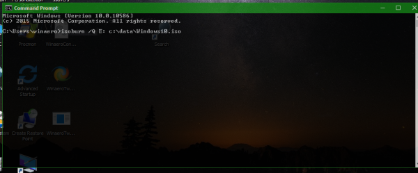 Windows 10 burn ISO from command prompt