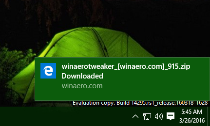 Windows 10 edge download toast notification