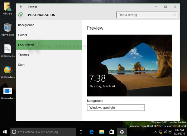 Windows 10 settings personalization lockscreen