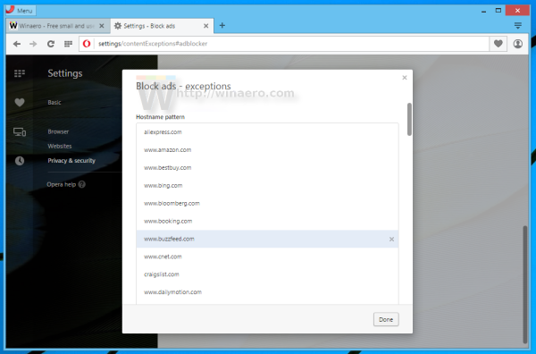 opera 37 block ads exceptions