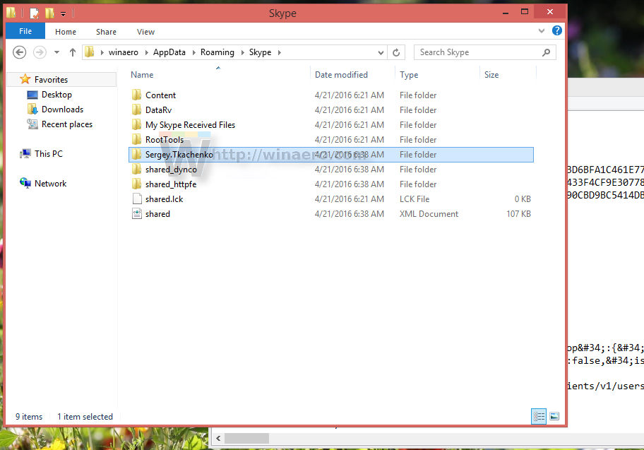 my skype received files