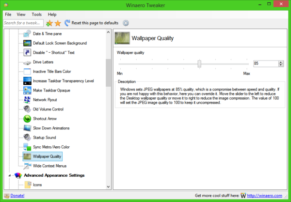 Winaero Tweaker Wallpaper Quality