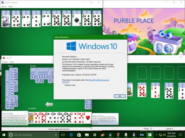 Windows 10 build 14328 games