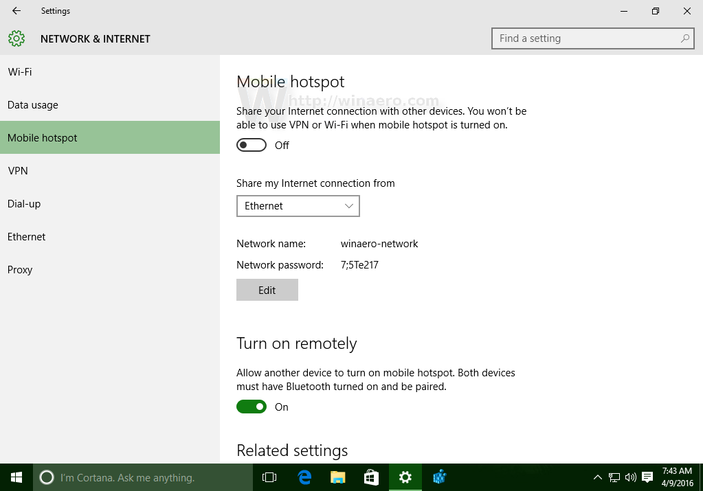 How to enable Mobile hotspot in Windows 10