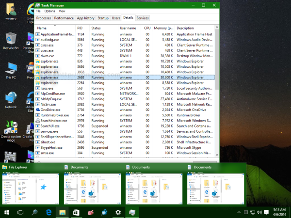 Windows 10 explorer instance