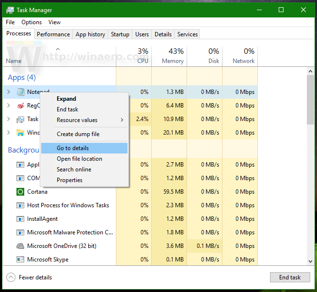 How to end a process quickly with Task Manager in Windows 10