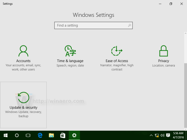 Обновление настроек и безопасность Windows 10