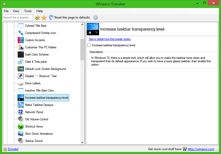 Winaero Tweaker. Transparency taskbar. Windows 10 Tweaker. Winaero Tweaker на русском для Windows 10. Winaero tool
