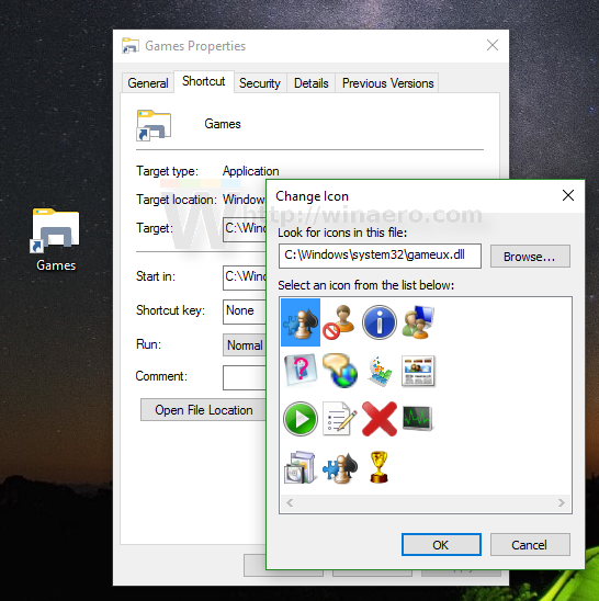 Windows 10 Games folder icon