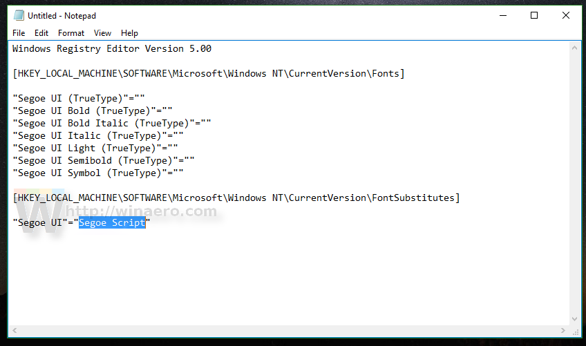 how do i change the segoe ui font windows 10