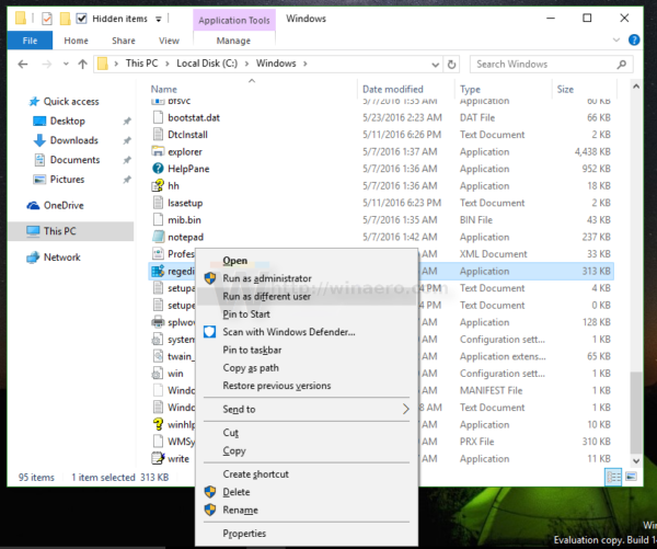 Windows 10 run as different user