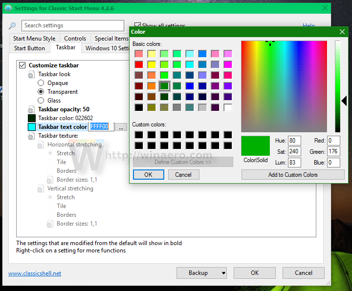 how to change taskbar color windows 8