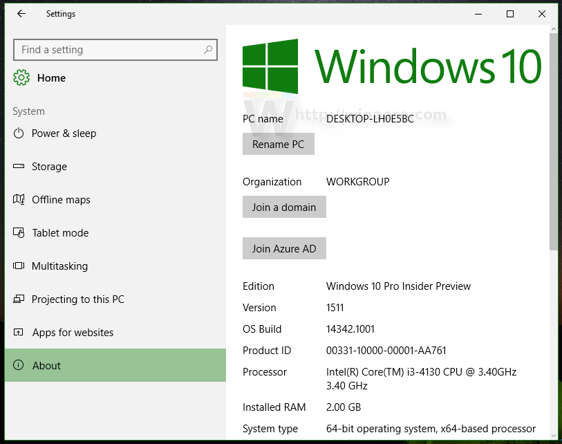 Advanced system settings windows 10