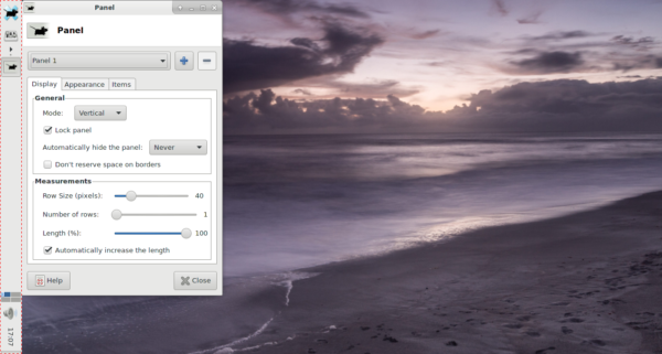 XFCE 4 vertical bar