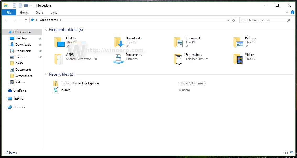 change file explorer default location windows 10