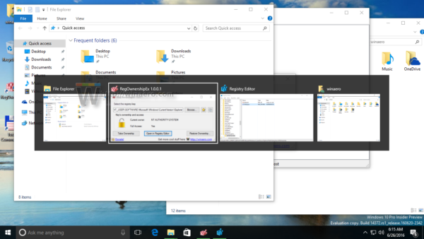 Windows 10 default alt tab dialog windows visible