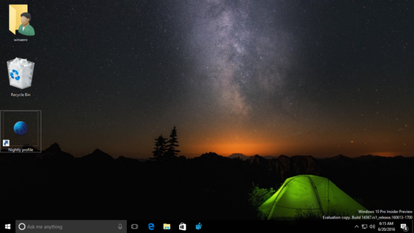 Windows 10 desktop icons adjusted view