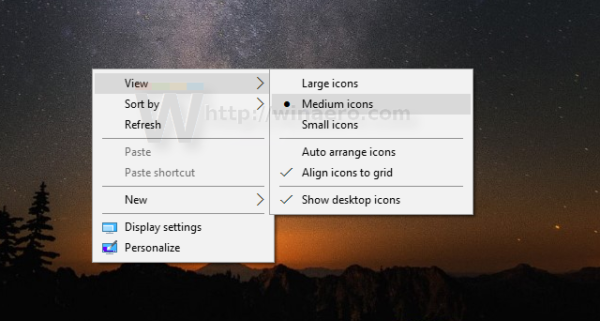 Windows 10 desktop icons view