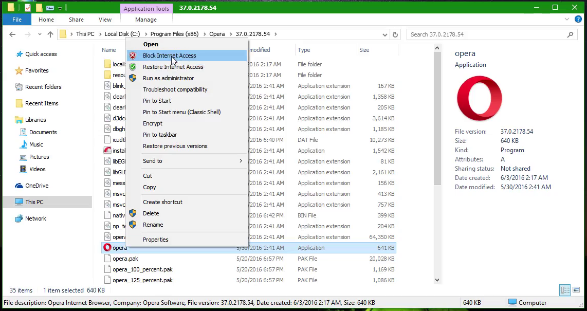 Block any app from accessing Internet with one click in Windows 10