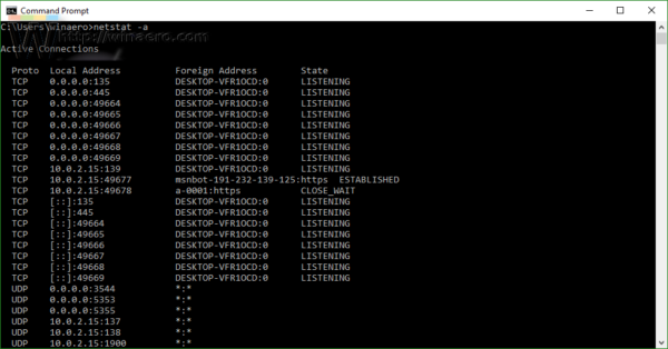 netstat -a