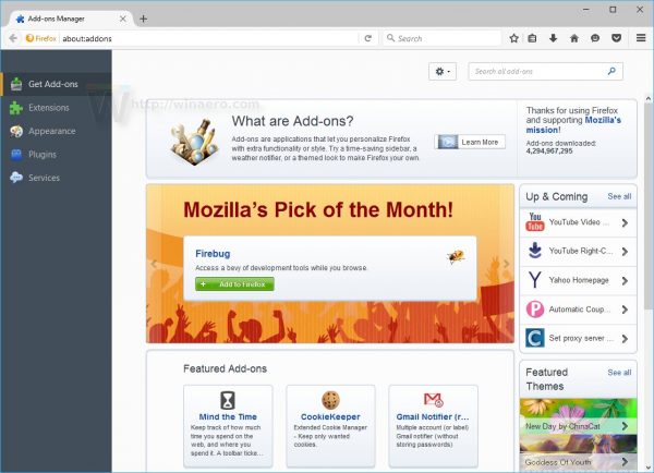 Firefox current get addons