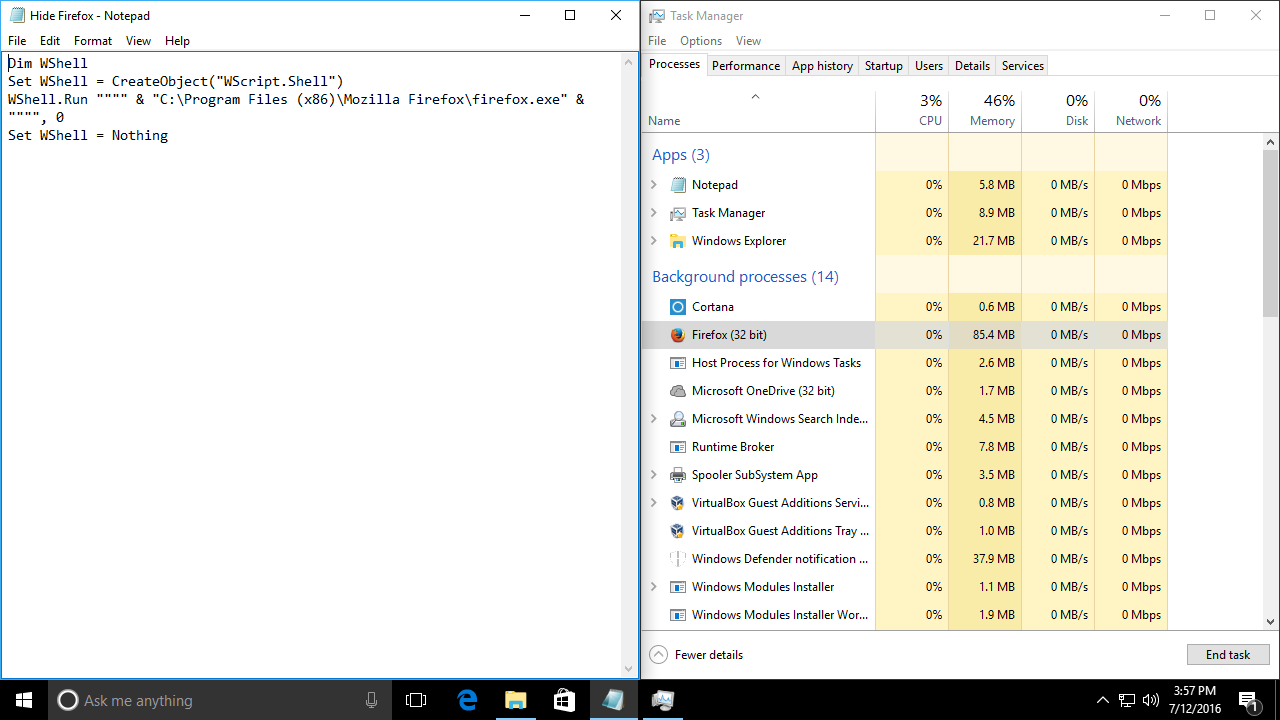 Bat run program. Игра 60 process for Windows. Task Manager Windows 10 details Command line.