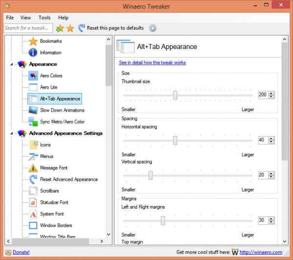 Winaero Tweaker alt tab 8
