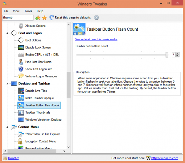 Winaero Tweaker flash button count