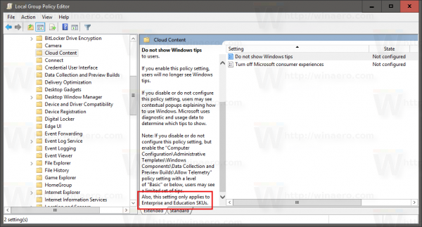 Windows 10 disable windows tips