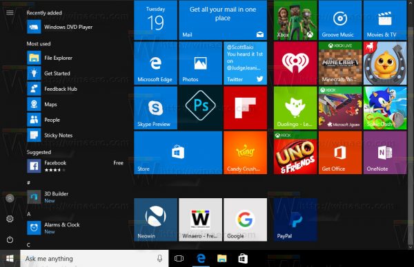 Windows 10 edge pinned sites