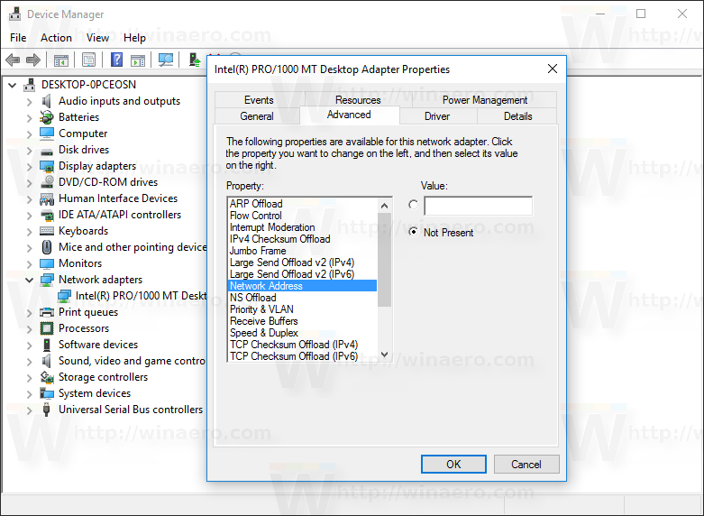 change mac address for windows 10