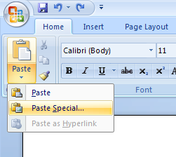 shortcut paste without formatting word windows 10