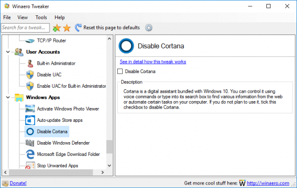 disable cortana