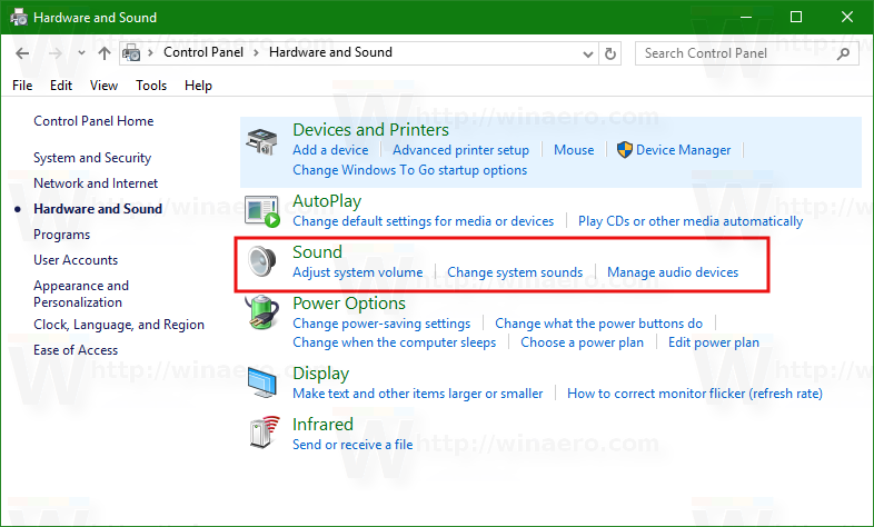 open sound control panel command